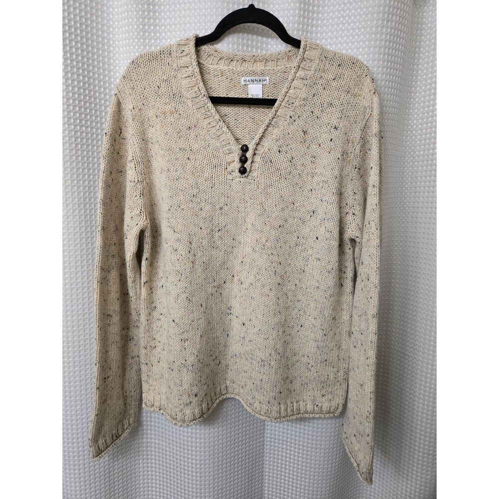 Hannah Women's Sweater Size Large Cream Long Sleeve Spring Fall Winter Chic Boho